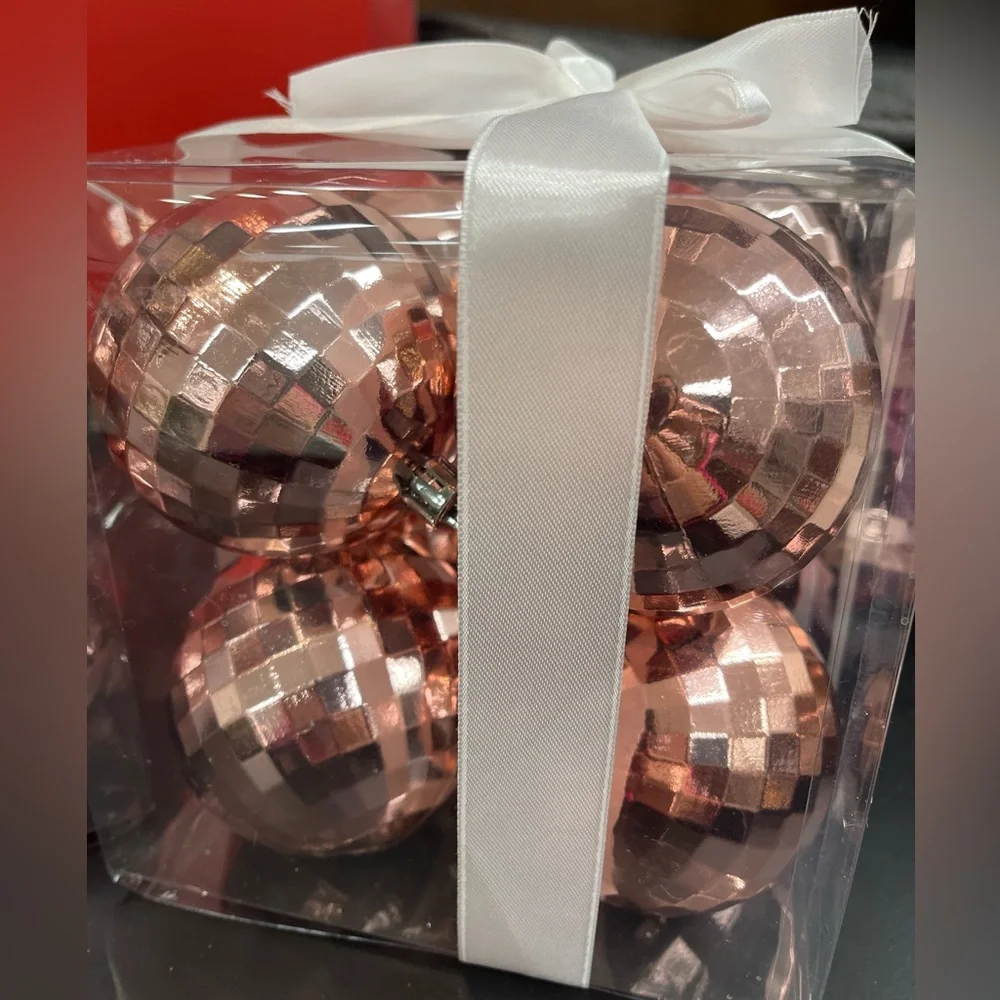 PINK Disco Mirror Ball Ornament 🩷🪩 2 sets of 8 Shatterproof, Siriano NIB